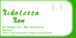 nikoletta nan business card